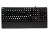 Logitech G213 Prodigy Gaming-Tastatur, RGB-Beleuchtung, Programmierbare G-Tasten, Multi-Media Bedienelemente, Integrierte Handballenauflage, Spritzwassergeschützt, Deutsches QWERTZ-Layout - Schwarz